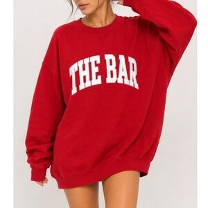 The Bar Women's Ruby White Varsity Sweatshirt Size XL NWT